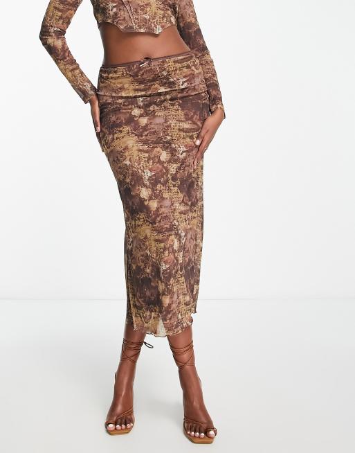 ASOS DESIGN midi skirt in vintage print - part of a set