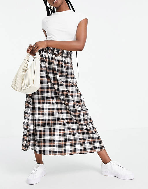 Skirts midi skirt with belt detail in check print 