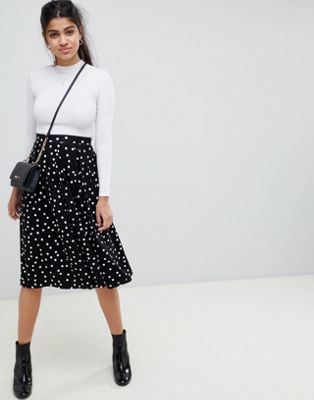 ASOS DESIGN midi skirt with box pleat in polka dot print | ASOS