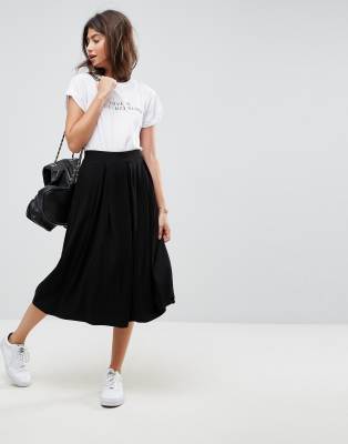 asos midi skirt black