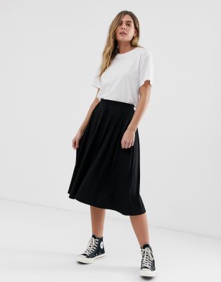 asos black midi skirt