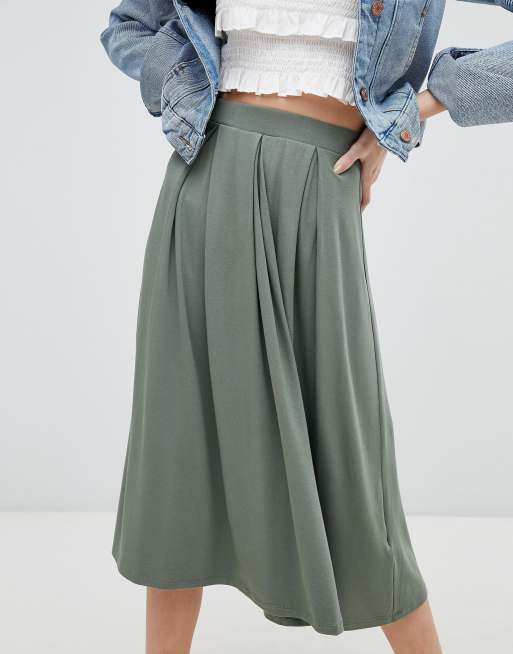 ASOS DESIGN midi skirt with box pleats