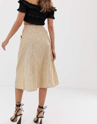 asos design midi skirt with button front
