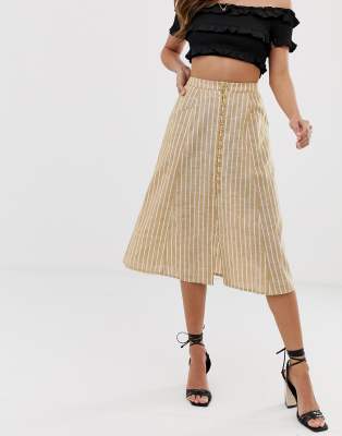 asos design midi skirt with button front