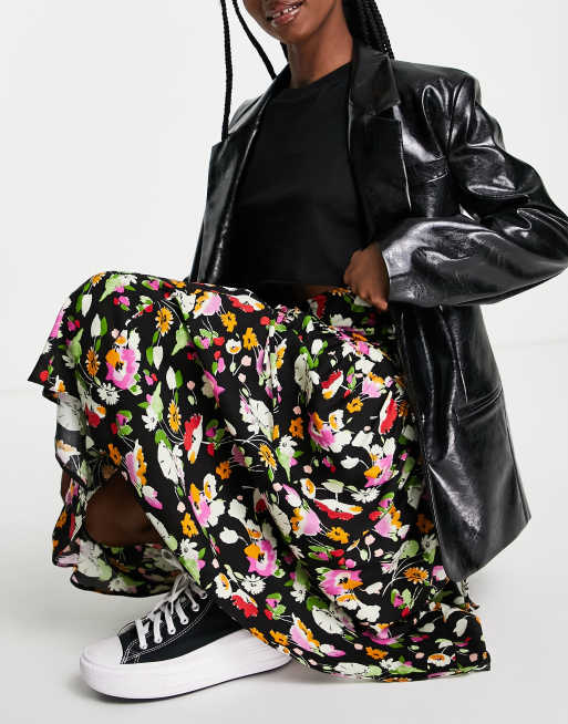 ASOS DESIGN midi skirt with channel detail in floral print , 4 of 4
