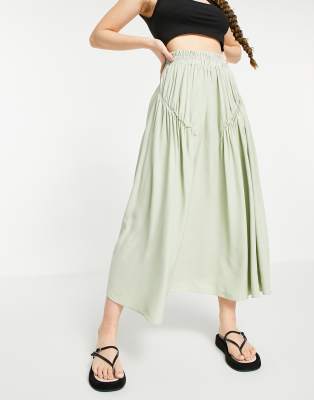 gathered midi skirt