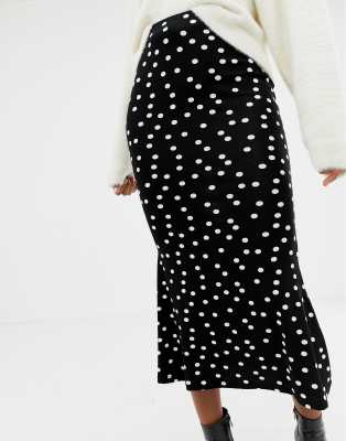 asos black and white midi skirt