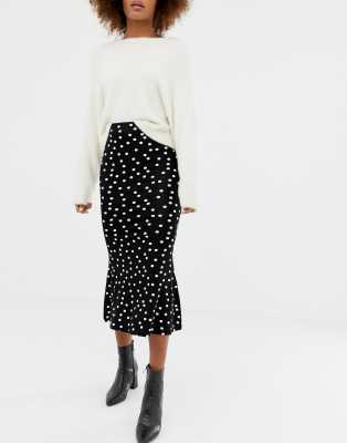 asos polka dot midi skirt