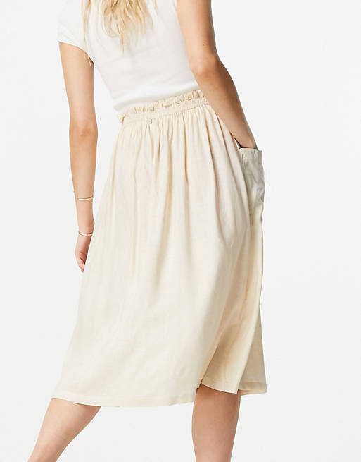  midi skirt with pocket detail in sand 