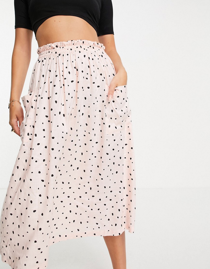 ASOS DESIGN midi skirt with pocket detail in spot print-Multi