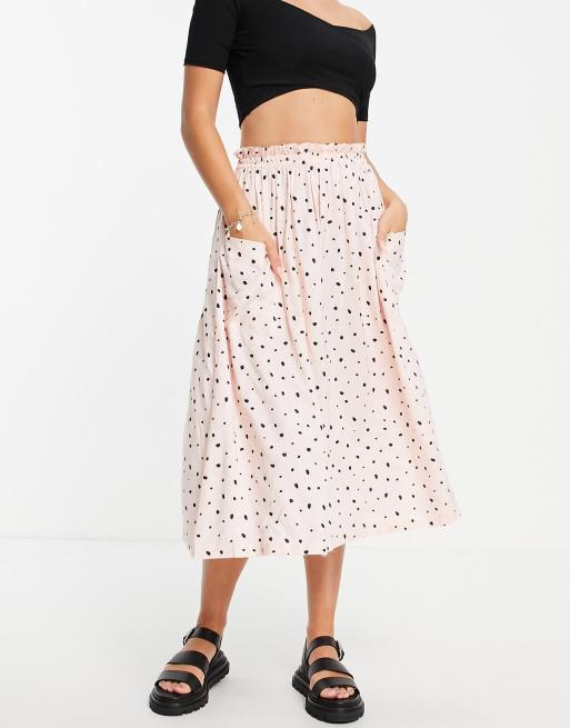 ASOS DESIGN midi skirt with pocket detail in spot print