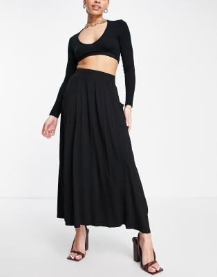 asos midi skirt black