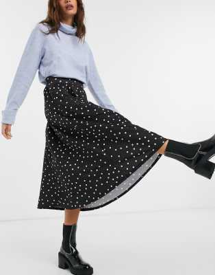 asos polka dot midi skirt