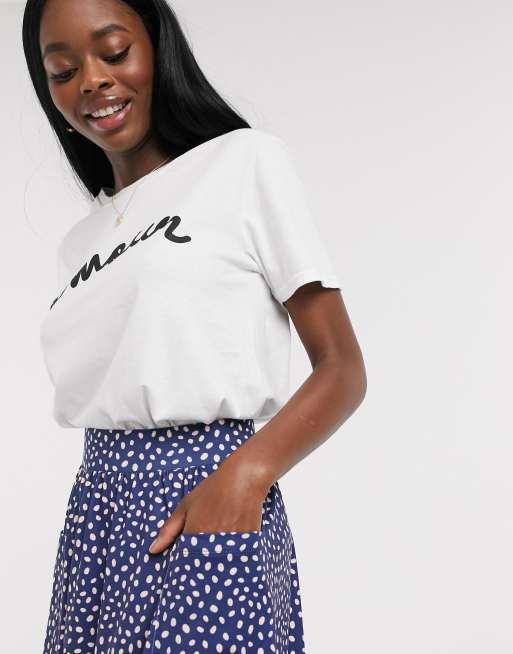 ASOS DESIGN midi skirt with pockets in pink and blue spot print ASOS