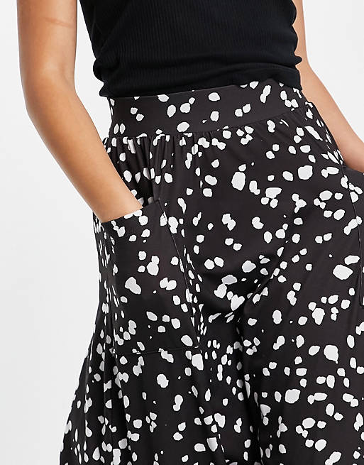  midi skirt with pockets mono print 