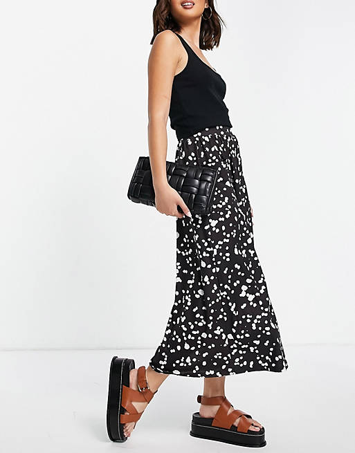  midi skirt with pockets mono print 