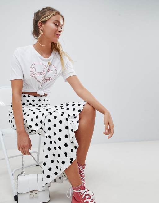 Polka dot shop skirt asos