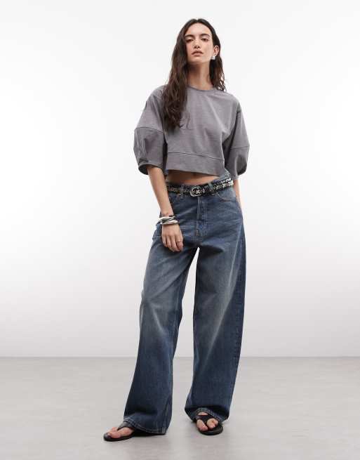 ASOS DESIGN Midi sleeve sweat top in grey marl, 2 of 4