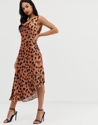 asos leopard slip dress