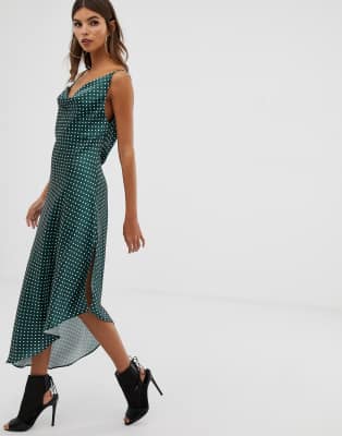 asos green slip dress