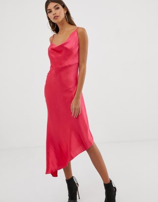 red midi slip dress