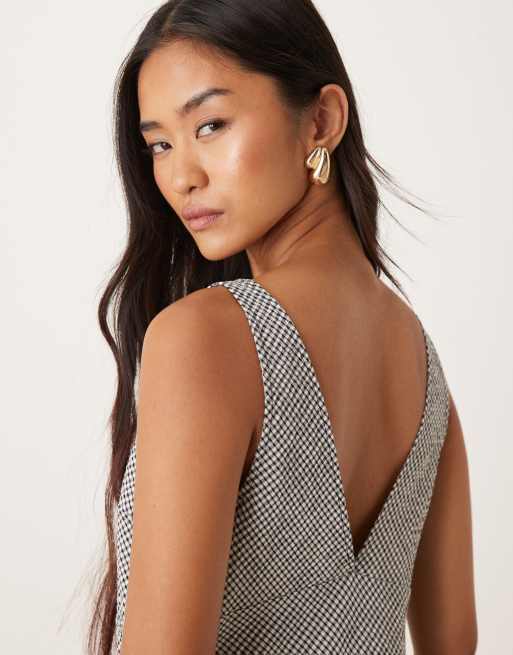 ASOS DESIGN midi slip dress in mono gingham