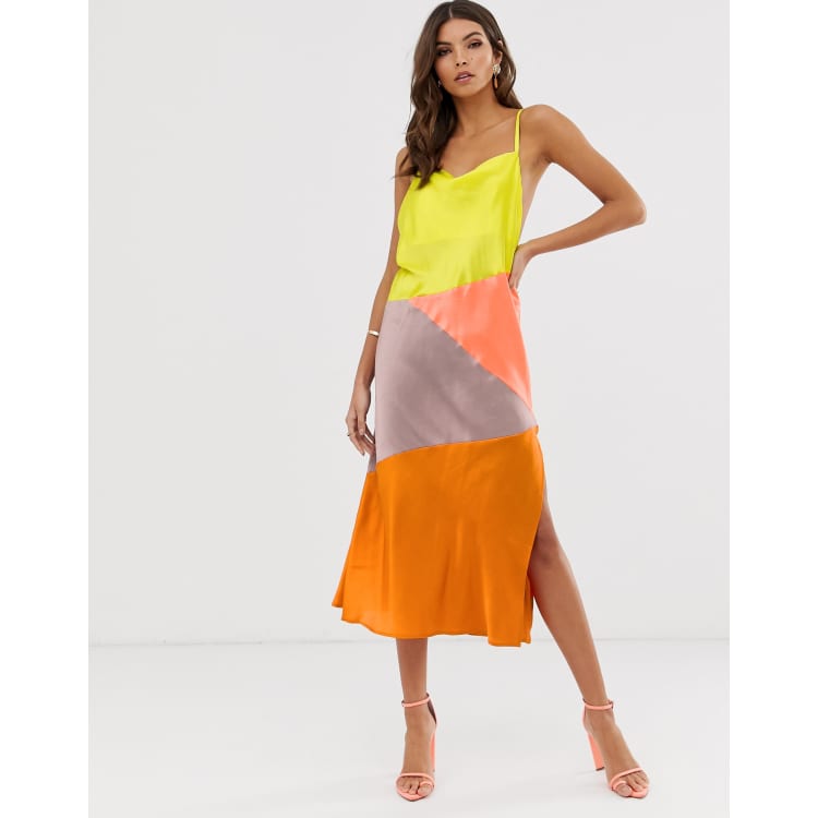 Zara block color hotsell slip dress