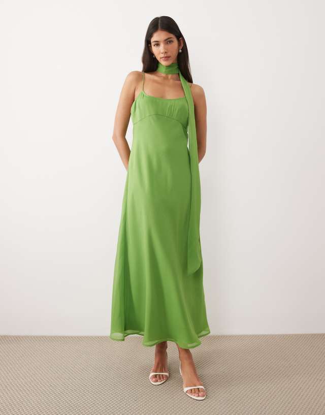 green scarf dress ASOS Design - Midi Slip - Women - Polyester - 6 US olive green satin dress