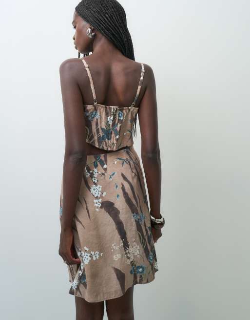 ASOS DESIGN midi slip skirt co-ord in floral tiger print, 3 of 5