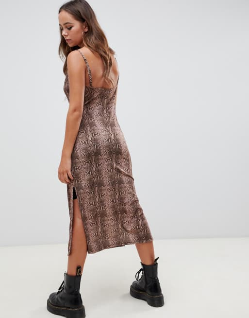 ASOS DESIGN - Midi-slipdress met col en slangenprint, 2 van 4