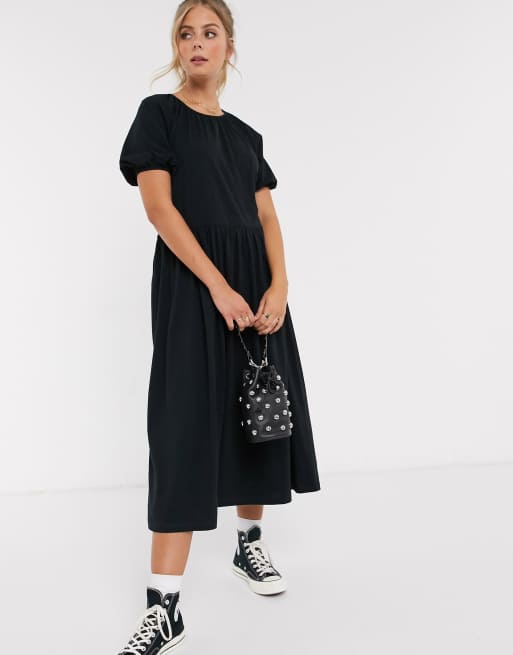 Black midi sales smock dress