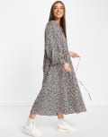 [ASOS DESIGN] ASOS DESIGN midi smock dress with drawstring detail in leopard print-Multi 4 Leopard print