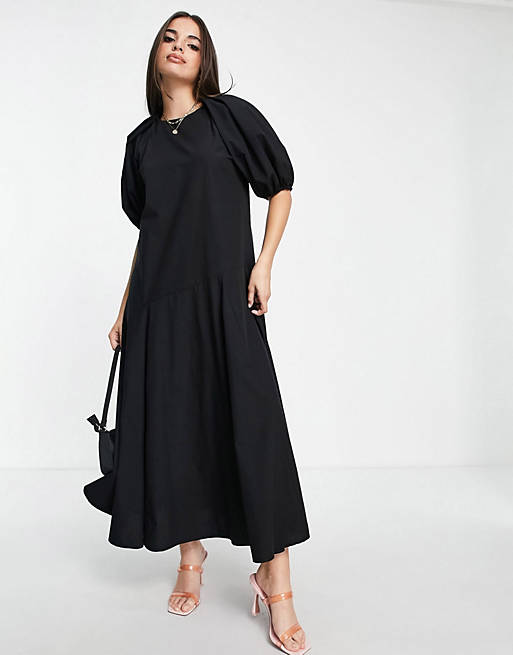 Dresses midi smock dress with godets in black 