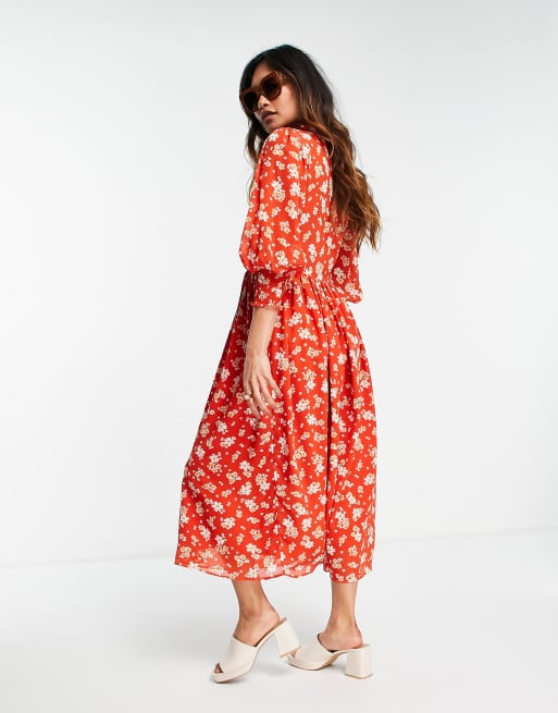 Topshop red printed smock on sale dress