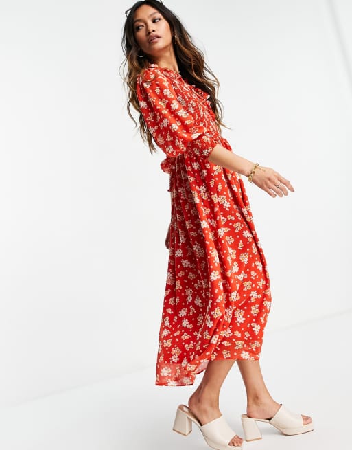 Asos red floral sales dress