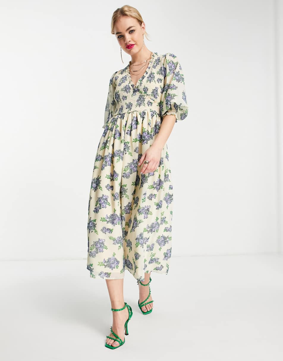 Flounce London satin kimono sleeve midi dress in sage satin