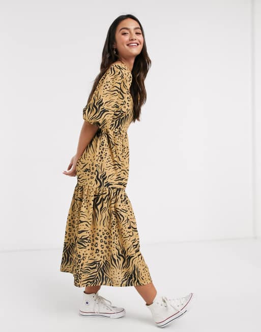 Asos animal store print midi dress