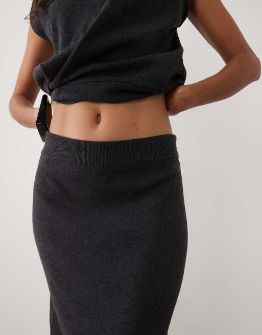 ASOS DESIGN midi strikket nederdel i sæt i kulgrå, 4 af 5