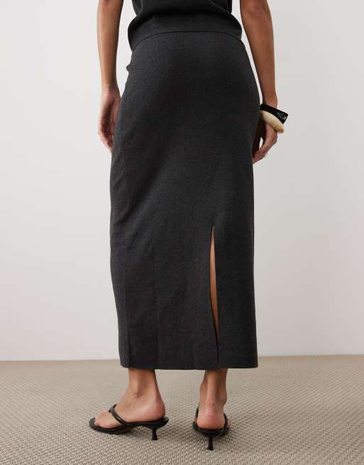 ASOS DESIGN midi strikket nederdel i sæt i kulgrå, 5 af 5