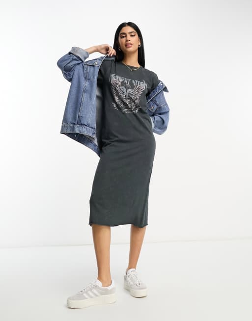 Rib Jersey Midi T-shirt Dress - Navy