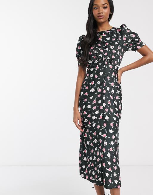 Asos black shop floral tea dress