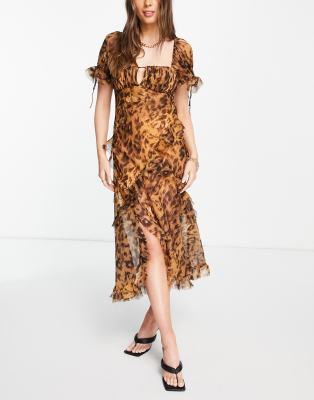 asos leopard midi dress