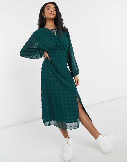 Asos green polka outlet dot dress