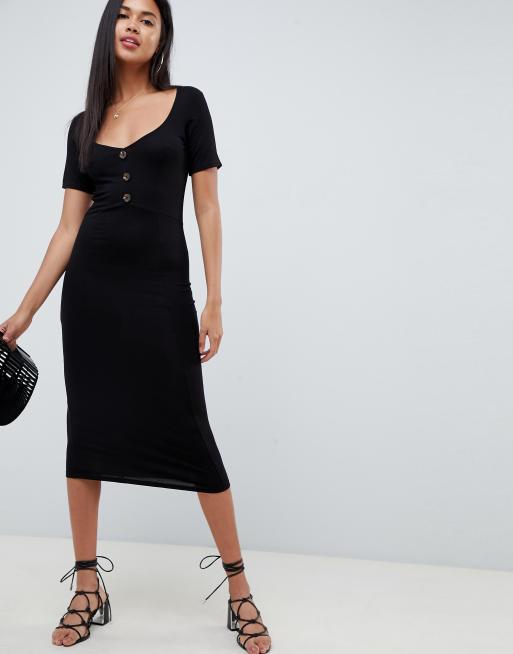 ASOS DESIGN midi tea dress with button front