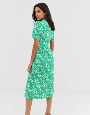 green floral tea dress