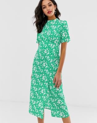 asos green floral dress