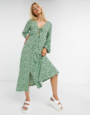 green dress with white spots