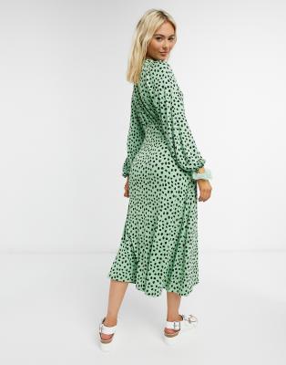 asos green spot dress