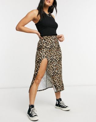 leopard skirt with split