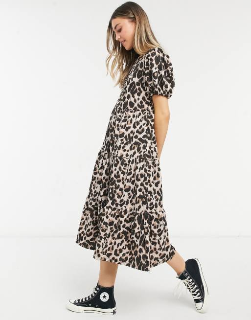 Leopard print outlet midi dress asos